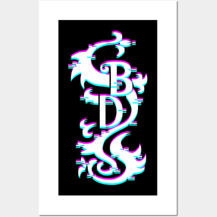 black dragon glitch logo Posters and Art